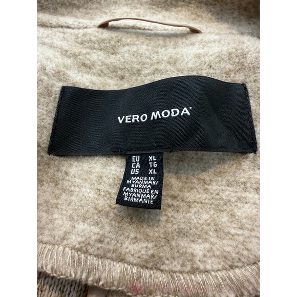 Vero Moda Heathered Long Jacket Women’s XL Light Brown Tan Open Front Coat - Picture 5 of 6